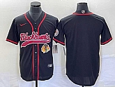 Men's Chicago Blackhawks Blank Black Cool Base Stitched Baseball Jersey,baseball caps,new era cap wholesale,wholesale hats